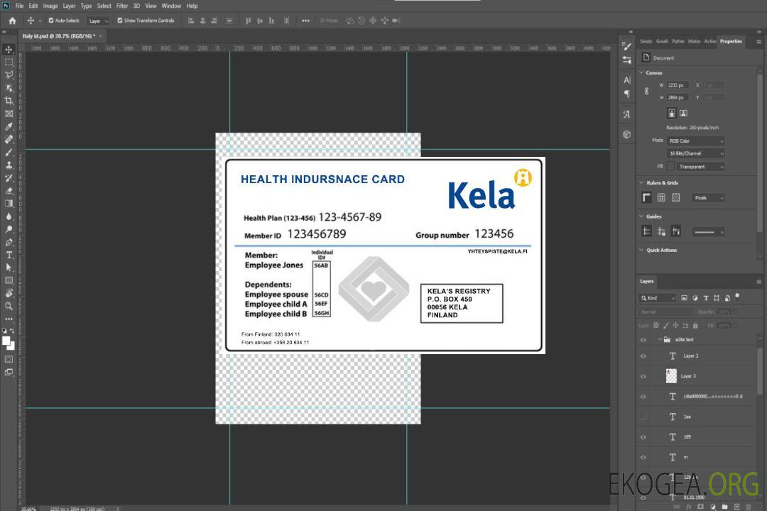 Carte d'assurance maladie finlandaise template